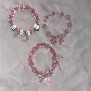 Elegant Pink Beaded Bracelet Set